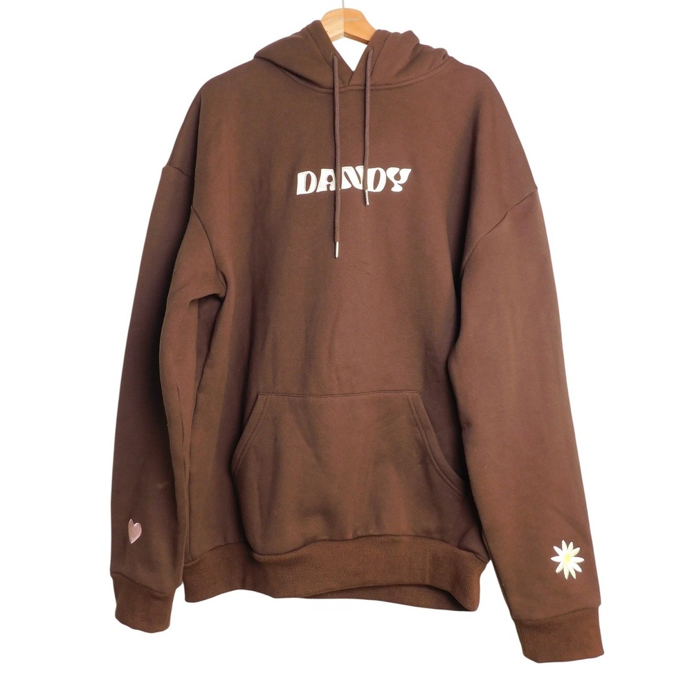 Dandy Worldwide Hoodie Women L Brown Graphic Daisy Heart Southern California